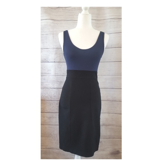 Theory “Marisca” Cupid Bodycon Dress Navy and Black Sz 8 - Picture 1 of 9
